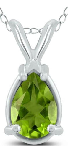 .75CT AAA PERIDOT 14K WHITE GOLD PEAR SHAPE SOLITAIRE TEAR DROP FLOATING PENDANT