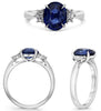 2.93CT DIAMOND & AAA SAPPHIRE PLATINUM 3D OVAL & TRAPEZOID 3 STONE CLASSIC RING