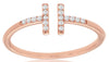 ESTATE .10CT DIAMOND 14KT ROSE GOLD 3D CLASSIC DOUBLE BAR FUN LOVE RING
