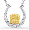 .83CT WHITE & CANARY DIAMOND 14K 2 TONE GOLD HORSESHOE BY THE YARD LOVE NECKLACE