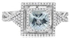 WIDE 1.16CT DIAMOND & AAA GREEN AMETHYST 14KT WHITE GOLD 3D CUSHION & ROUND RING
