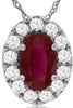 .32CT DIAMOND & AAA RUBY 14KT WHITE GOLD 3D OVAL & ROUND HALO FLOATING PENDANT
