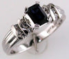 .83CT DIAMOND & AAA SAPPHIRE 14KT WHITE GOLD EMERALD CUT & ROUND ENGAGEMENT RING