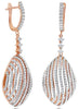 LARGE 1.59CT DIAMOND 18KT ROSE GOLD 3D TEAR DROP DOME SHAPE LEVERBACK EARRINGS