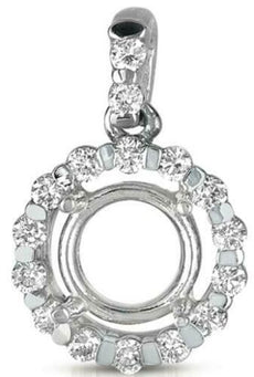 .24CT DIAMOND 14KT WHITE GOLD CHANNEL FLOWER 4 PRONG SEMI MOUNT FLOATING PENDANT