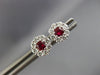 ESTATE .64CT DIAMOND & AAA RUBY 18KT WHITE GOLD 3D CLUSTER FLOWER STUD EARRINGS