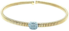 .2CT DIAMOND 18KT 2 TONE GOLD 3D SQUARE PAVE SNAKE FLEXIBLE CUFF BANGLE BRACELET