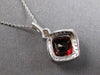 2.45CT DIAMOND & AAA GARNET 14K WHITE GOLD CUSHION & ROUND HALO FLOATING PENDANT