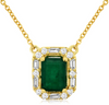 1.19CT DIAMOND & AAA EMERALD 14KT YELLOW GOLD ROUND & BAGUETTE SQUARE NECKLACE