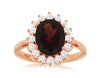 3.40CT DIAMOND & AAA GARNET 14KT ROSE GOLD OVAL & ROUND FLOWER CLASSIC FUN RING