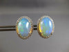 LARGE 7.23CT DIAMOND & AAA AUSTRALIAN OPAL 14KT WHITE GOLD 3D OVAL STUD EARRINGS