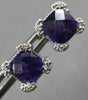 1.96CT DIAMOND & AAA AMETHYST 14KT WHITE GOLD CUSHION & ROUND FUN STUD EARRINGS