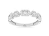 ESTATE .47CT DIAMOND 14K WHITE GOLD ROUND & BAGUETTE CLUSTER FLOWER HEXAGON RING