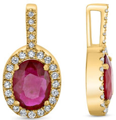 .86CT DIAMOND & AAA EMERALD 18KT YELLOW GOLD OVAL & ROUND HALO FLOATING PENDANT