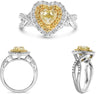 1.67CT WHITE & FANCY YELLOW DIAMOND 18KT TWO TONE GOLD HEART SHAPE & ROUND RING