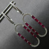 1.32CT DIAMOND & AAA RUBY 14KT WHITE GOLD ROUND & BAGUETTE FUN HANGING EARRINGS