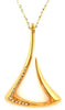 ESTATE .19CT DIAMOND 18KT YELLOW GOLD 3D TRIANGULAR TEAR DROP FLOATING PENDANT