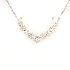 .80CT DIAMOND 18KT WHITE AND ROSE GOLD 3D MULTI FLOWER FLEXIBLE LOVE NECKLACE