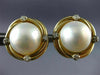 ESTATE .22CT DIAMOND AAA MABE PEARL 14KT YELLOW GOLD 3D ROUND CLIP ON EARRINGS