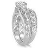 ESTATE LARGE 1.25CT DIAMOND 14KT WHITE GOLD INFINITY ENGAGEMENT WEDDING RING SET