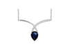 1.54CT DIAMOND & AAA SAPPHIRE 14KT WHITE GOLD 3D PEAR SHAPE V SHAPE FUN NECKLACE