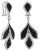 LARGE 3.68CT WHITE & BLACK DIAMOND 14K WHITE GOLD 3D MULTI LEAF HANGING EARRINGS