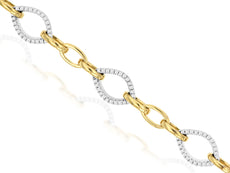 .72CT DIAMOND 14K 2 TONE GOLD 3D CLASSIC OPEN MARQUISE OVAL LINK TENNIS BRACELET