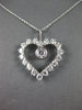 1.38CT DIAMOND 14KT WHITE GOLD SOLITAIRE OPEN HEART LOVE FLOATING PENDANT #27290