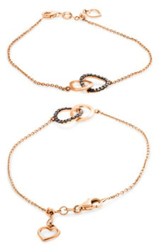 .17CT CHOCOLATE FANCY DIAMOND 14KT ROSE GOLD LOVE KNOT ADJUSTABLE HEART BRACELET