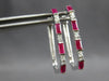 .65CT DIAMOND & AAA RUBY 14KT WHITE GOLD ROUND & BAGUETTE HOOP HANGING EARRINGS