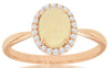 ESTATE 1.04CT DIAMOND & AAA OPAL 14KT ROSE GOLD OVAL & ROUND CABOCHON FUN RING
