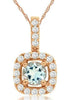.39CT DIAMOND & AAA AQUAMARINE 14KT ROSE GOLD 3D ROUND HALO FLOATING PENDANT