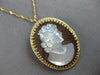 ANTIQUE LARGE 14KT YELLOW GOLD 3D HANDCRAFTED MOTHER OF PEARL PIN PENDANT #27681
