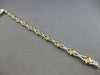ESTATE LONG .85CT DIAMOND 14KT 2 TONE GOLD ROUND SQUARE XO LOVE TENNIS BRACELET