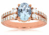 ESTATE 1.75CT DIAMOND & AAA AQUAMARINE 14KT ROSE GOLD 3D OVAL ENGAGEMENT RING