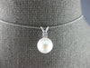 .05CT DIAMOND & AAA SOUTH SEA PEARL 14K WHITE GOLD 3D SOLITAIRE FLOATING PENDANT