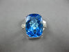 EXTRA LARGE 12.0CT DIAMOND & AAA BLUE TOPAZ 14KT WHITE GOLD CUSHION & ROUND RING
