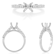 .31CT DIAMOND 14KT WHITE GOLD 4 PRONG SEMI ETERNITY SEMI MOUNT ENGAGEMENT RING