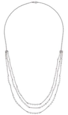 9.75CT DIAMOND 18KT WHITE GOLD 3D 3 ROW BAR BY THE YARD ETERNITY TENNIS NECKLACE