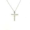 ESTATE .24CT DIAMOND 18KT WHITE GOLD ROUND SHARED PRONG TRIANGULAR CROSS PENDANT
