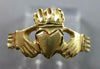 ESTATE 14KT YELLOW GOLD 3D CLASSIC MATTE AND SHINY IRISH CLADDAGH LOVE RING