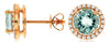 ESTATE 2.53CT DIAMOND & AAA AQUAMARINE 14K ROSE GOLD 3D ROUND HALO STUD EARRINGS