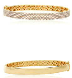 1.89CT DIAMOND 18K YELLOW GOLD ROUND CLASSIC PAVE MULTI ROW CUFF BANGLE BRACELET