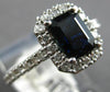 1.71CT DIAMOND & AAA SAPPHIRE 14K WHITE GOLD EMERALD CUT & ROUND ENGAGEMENT RING