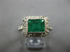 WIDE 3.0CT DIAMOND & AAA EMERALD 14KT WHITE GOLD 3D SQUARE HALO ENGAGEMENT RING