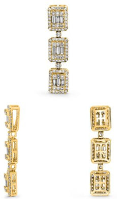 .83CT DIAMOND 14KT YELLOW GOLD ROUND BAGUETTE & PRINCESS SQUARE FLOATING PENDANT
