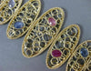 ANTIQUE EXTRA LARGE MULTI COLOR SAPPHIRE 14KT YELLOW GOLD 3D GRADUATING BRACELET