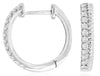 ESTATE .16CT DIAMOND 14KT WHITE GOLD 3D ROUND ROPE HUGGIE HOOP HANGING EARRINGS