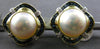 LARGE 2.44CT DIAMOND & AAA SAPPHIRE & AAA MABE PEARL 14K YELLOW GOLD 3D EARRINGS