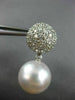 ESTATE LARGE 1.56CT DIAMOND & AAA SOUTH SEA PEARL 18K WHITE GOLD ETOILE EARRINGS